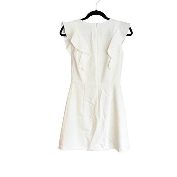 French Connection Cap Sleeve Ruffle V Neck Mini Dress White US Size 2 - Picture 7 of 11